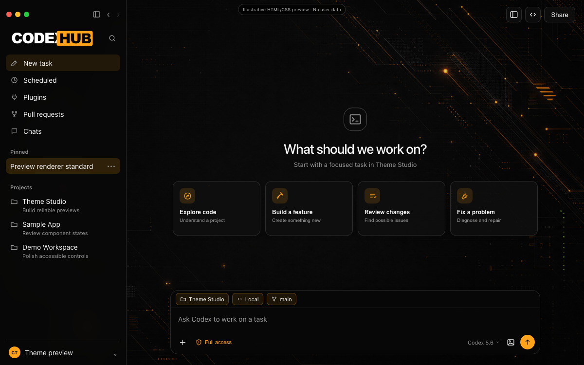 Codex Hub home preview