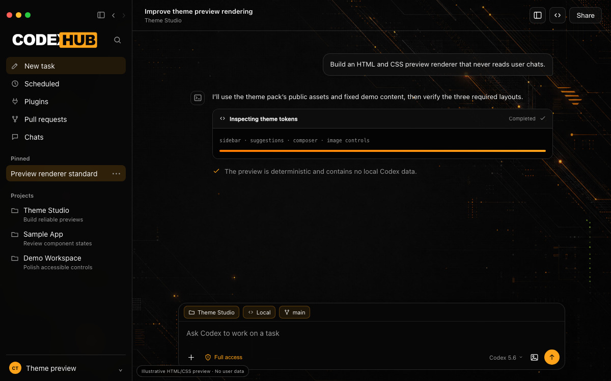 Codex Hub active task preview